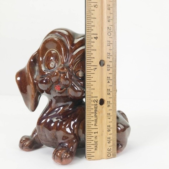 Vintage Redware Dog Figurine JAPAN MCM Mid Century 70's Dachshund Wienerdog - Picture 8 of 9